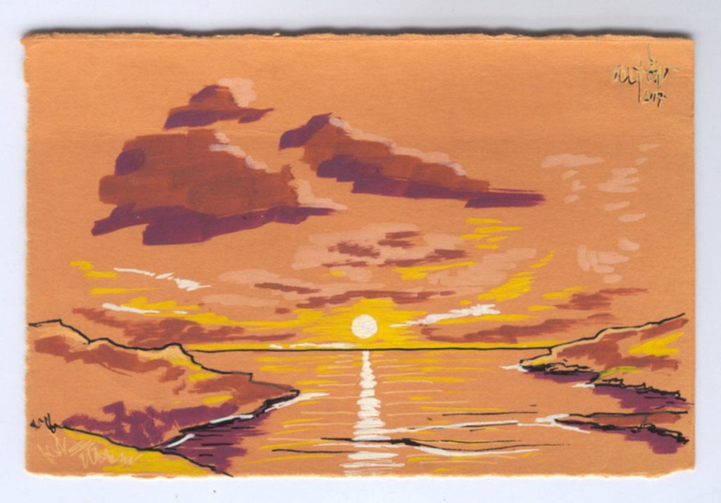 Fisterra solar sobre o mar de Nengures_Fisterras de Nengures_Outon_dibujo_debuxo_debujo_drawing