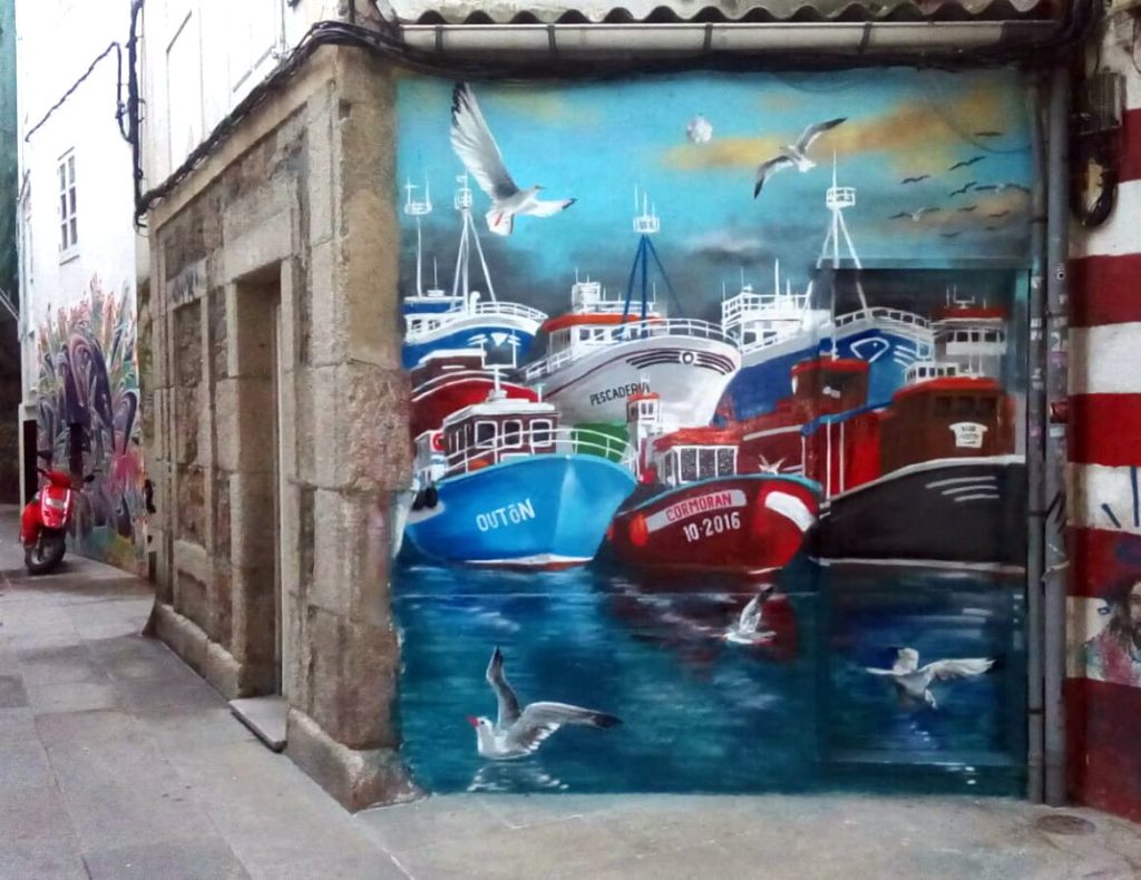 Mural Orzan Pescaderia Barcos finalizado
